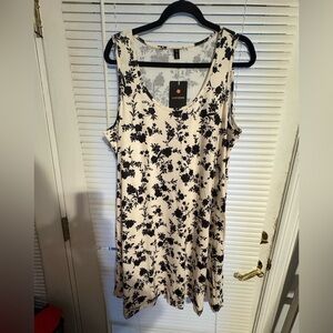 Luxe Black Floral Midi Dress on Cream